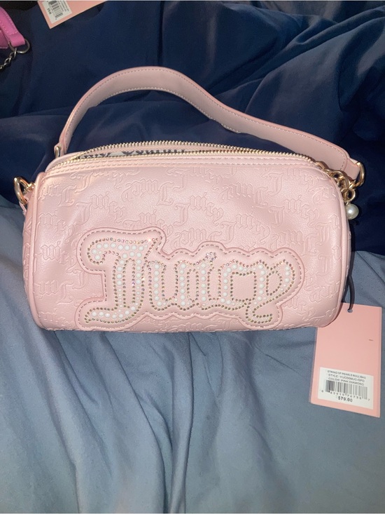 Juicy Couture Handbags - Juicy Couture Light Pink Embossed Logo Roll Bag/Mini Crossbody